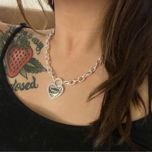 Guess Silver Heart Pendant Necklace
